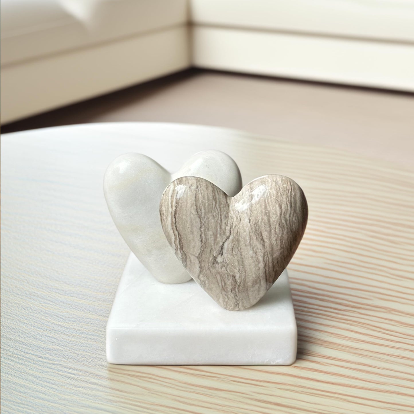 Escultura de doble corazón – Piedra de huamanga