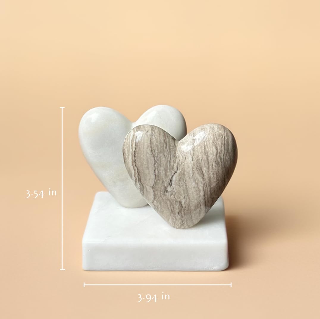 Double Heart Sculpture - Peruvian stone