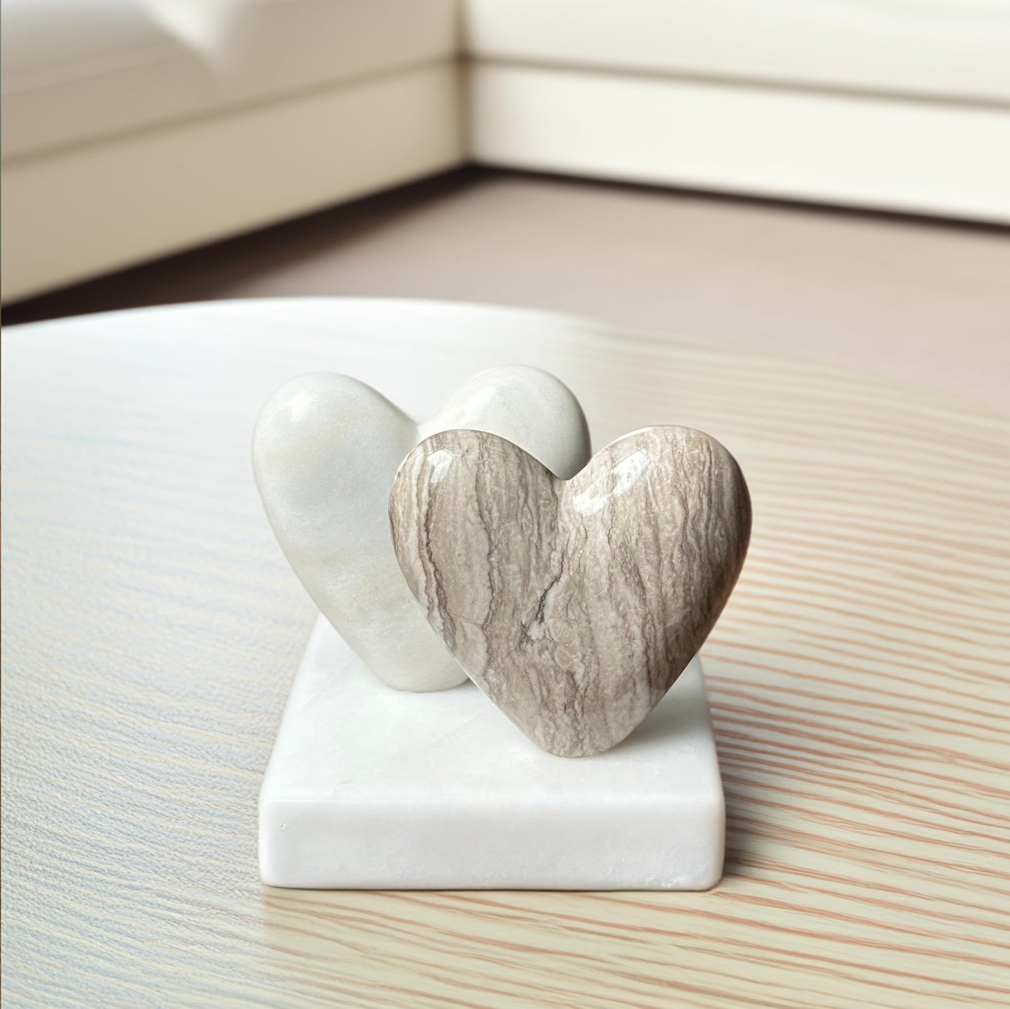 Double Heart Sculpture - Peruvian stone